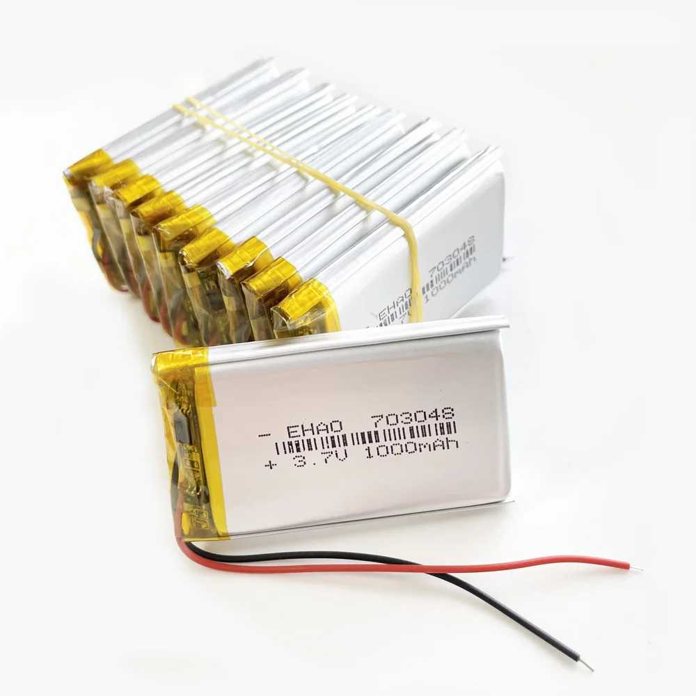 

Lot 10 PCS 3.7V 1000mAh Polymer Lithium Rechargeable Battery For Mp3 GPS Recording Pen Bluetooth Massager Scanner 703048