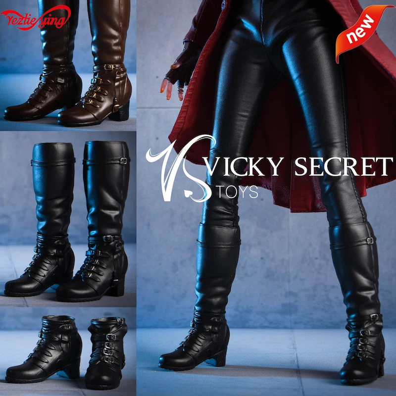 1/6 أحذية امرأة الإناث الجلود القتالية الاستخدام المزدوج أحذية طويلة/قصيرة الأحذية الصلبة أقدام داخل لعبة مجسمة ل 12 ''فتاة عمل الشكل #3