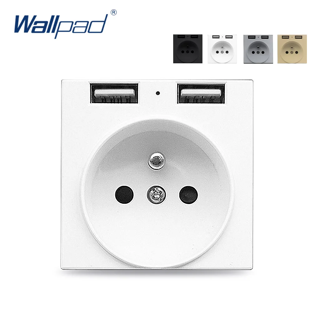 

French Socket 2.4A Double USB EU Electric Outlet Function Key For Module only 52*52mm Wallpad