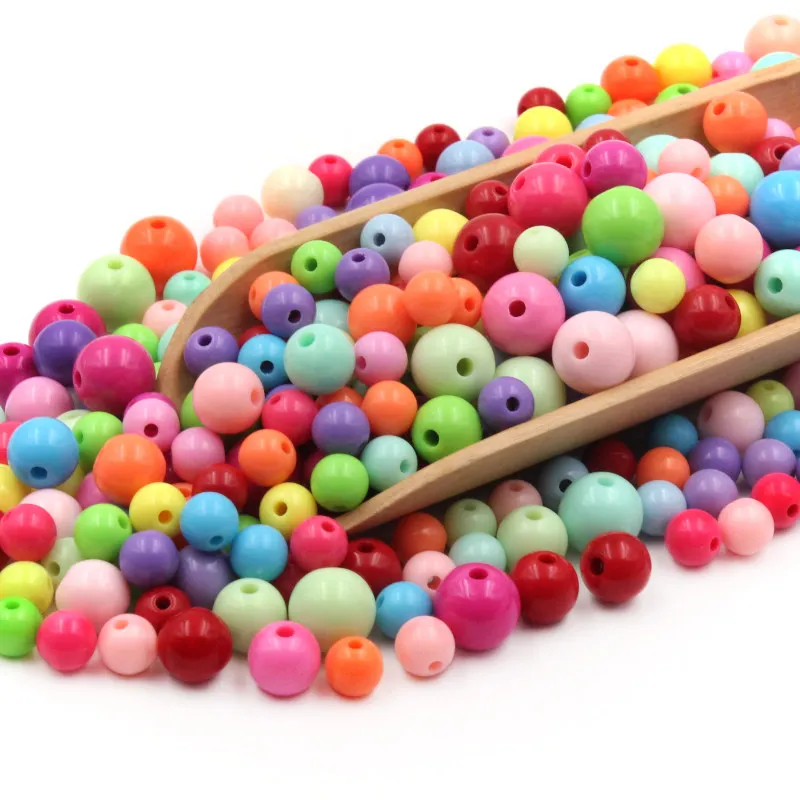 Однотонные акриловые Круглые бусины