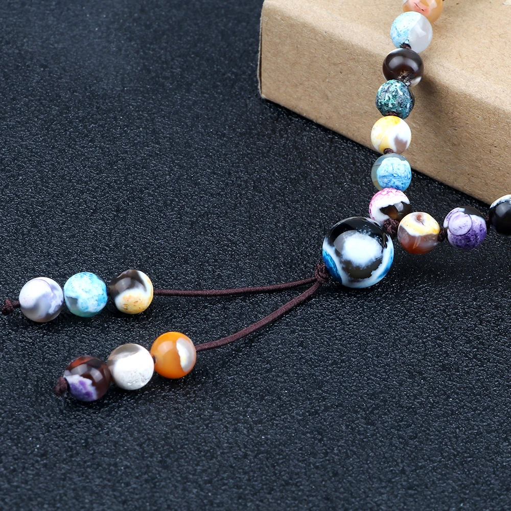 108 Mala Beads Necklace Prayer Colorful Fire Agate Elastic Rope Beacelet Women Men Couple Bangle Chain Jewelry Pulsera Gift New