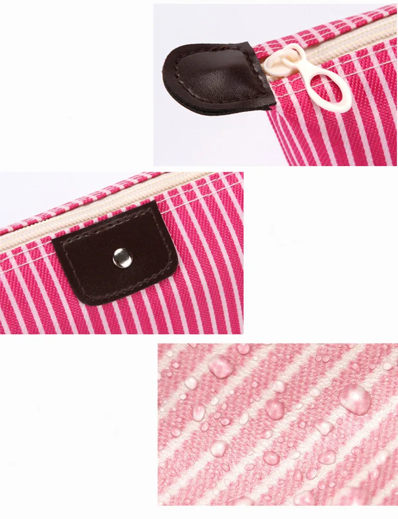 Women\'s Portable Foldable Striped Travel Large Capacity Dumpling Cosmetic Canvas Waterproof  Wash Storage Bag ,Drop Shipping