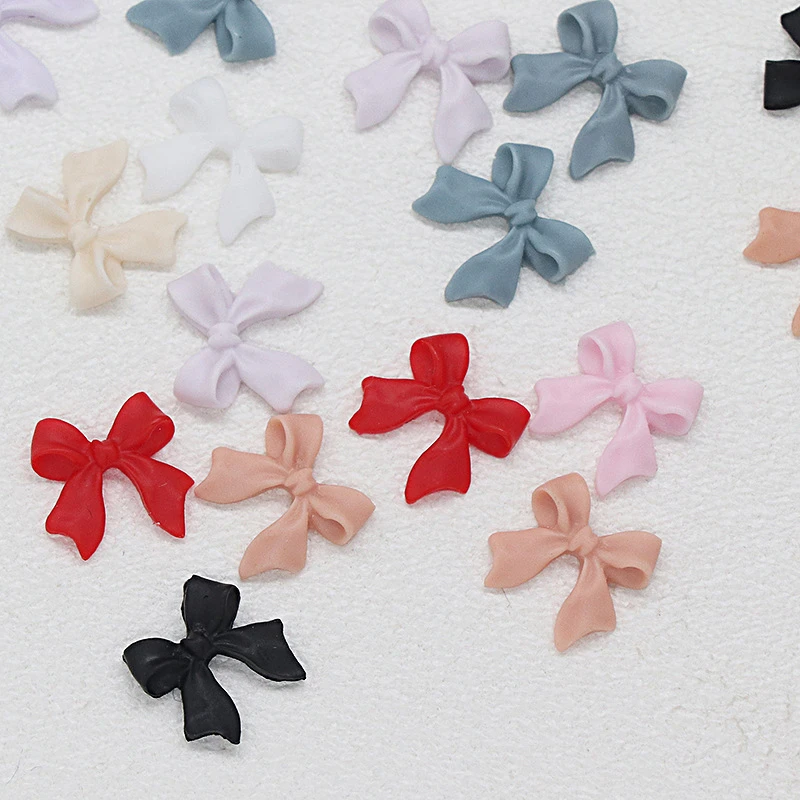 100PCS/Set Of Bow Pattern 3D Resin Decorations For Nail Decoration White Red Black Pink Girl Daily Nail Tip Jewelry