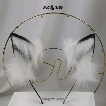 白狐手工仿真蘿莉獸耳cos狼耳夾KC獸尾lo母貓耳狐耳頭飾 8 最佳銷售 白色貓耳朵 - №3