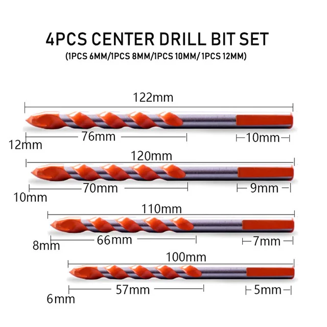 โลหะรอบ Rod 6มม.-12มม.DIY ผนังหลุมเลื่อยเจาะเครื่องมือไฟฟ้า Center เจาะคอนกรีตเซรามิคกระเบื้องเจาะ
