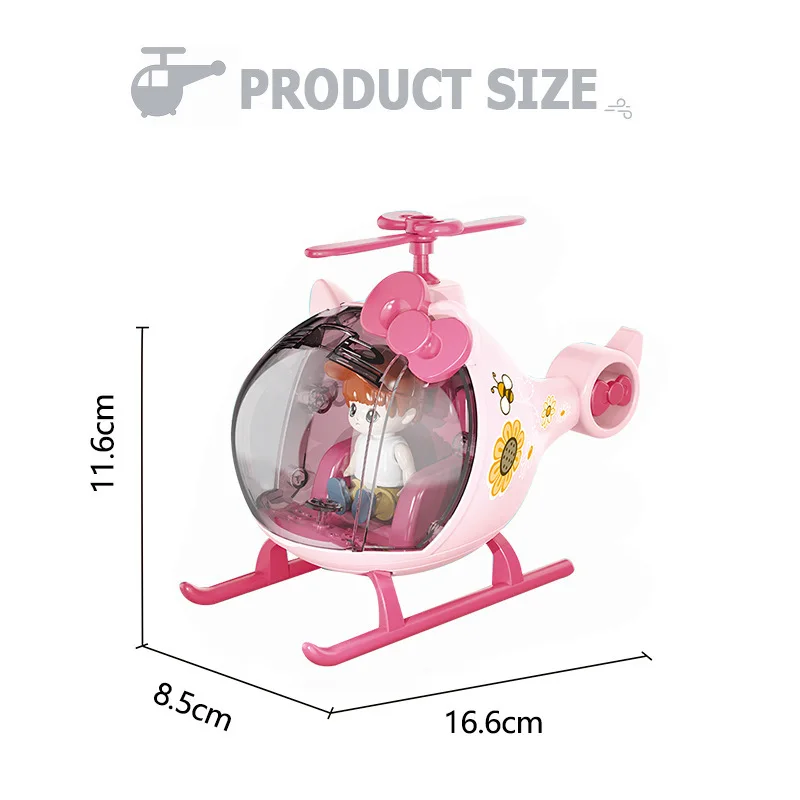 2021 Children Q Version Helicopter Model Toy Kids Assembly Play House Toys With Doll Baby Educational Toys Birthday Gift