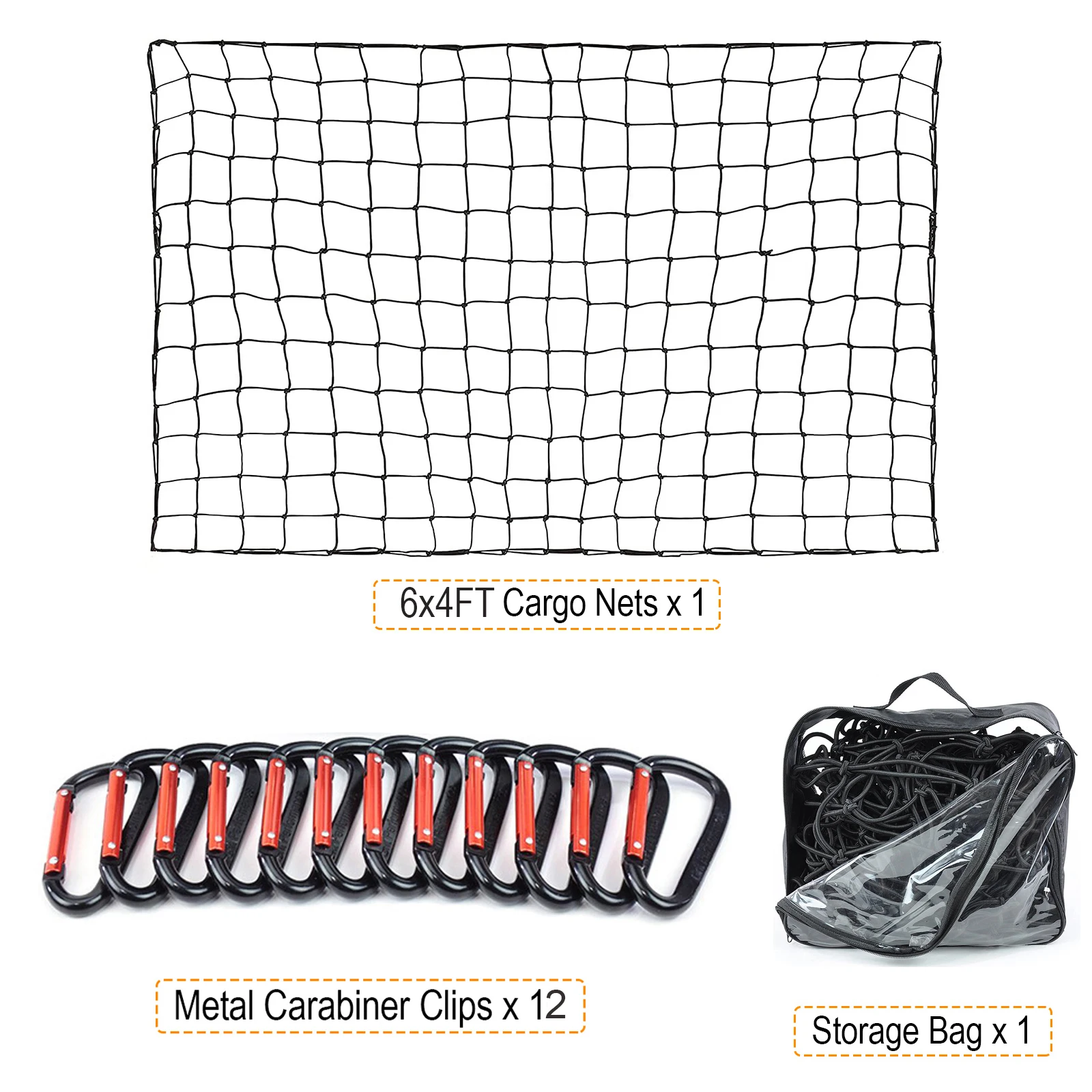 Cargo Nets For Pickup Trucks 180x120cm Heavy Duty Truck Bed Net With 12Pcs Metal Carabiners Hooks Bungee Netting Car Accessories