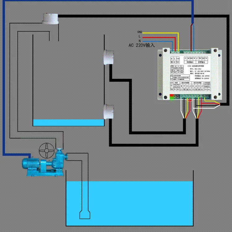 Imagem -02 - Bomba de Água Sensor de Nível de Água de Alto e Baixo Nível Xkc-c3523p Controlador de Interruptor de Nível de Água sem Contato