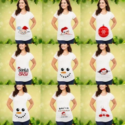 Christmas Pregnant Shirt Shirt Maternity Christmas New Mom Top Women Pregnancy T-shirt Cute Santa Baby Xmas Pregnancy T-Shirt