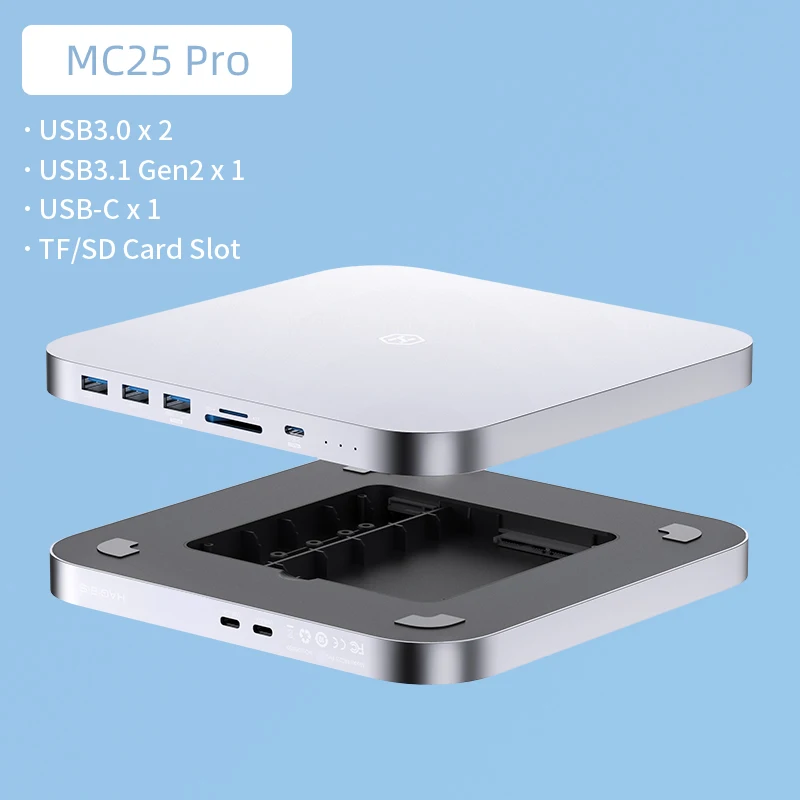 Hagibis USB C Hub for Mac mini M1/M2 with HDD Enclosure 2.5 SATA