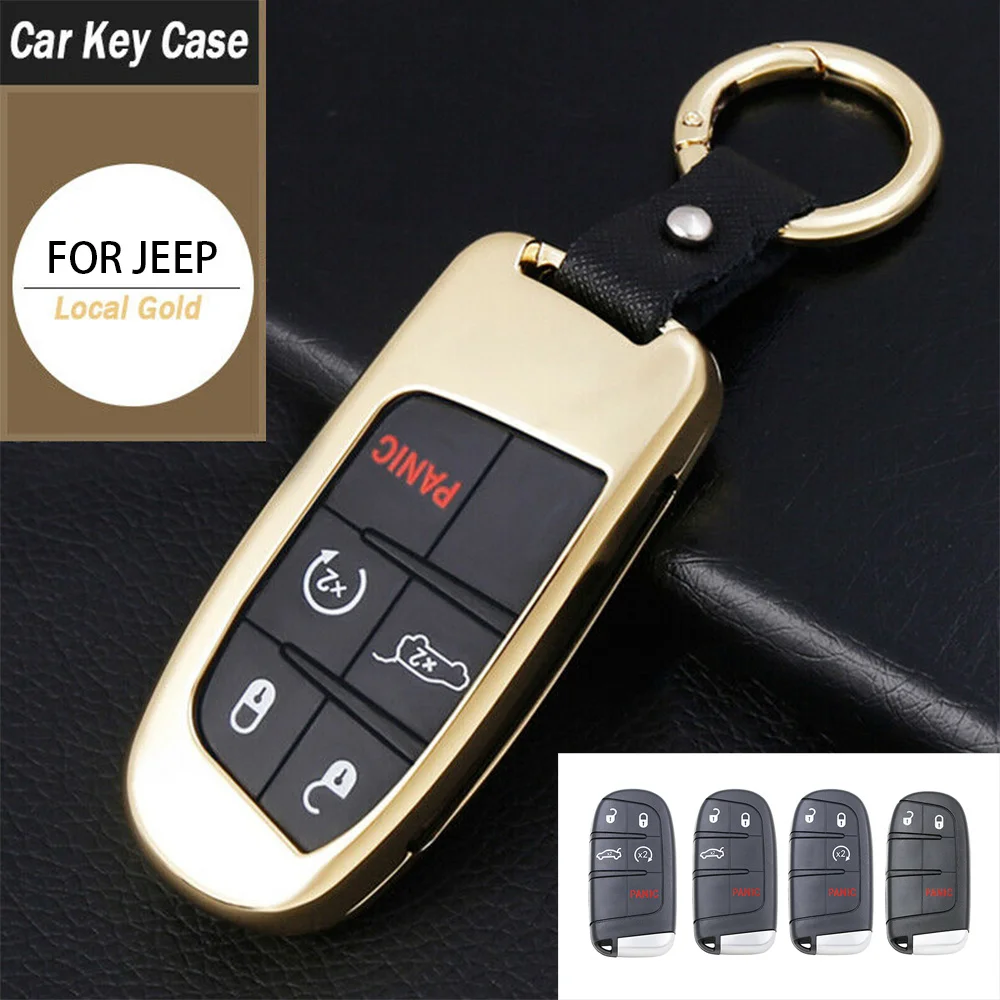 

Zinc Alloy Car Key Cover Case Keychain Protector For Jeep Grand Cherokee Chrysler 300C Renegade Fiat Freemont 2018 Accessories