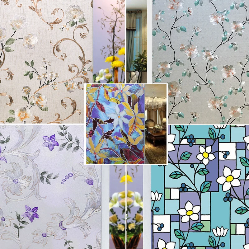 

3D Flower Window Film Vinyl Glass Film Privacy Protection Glass Stickers Stained Window Glass Films For Office Home Decoration