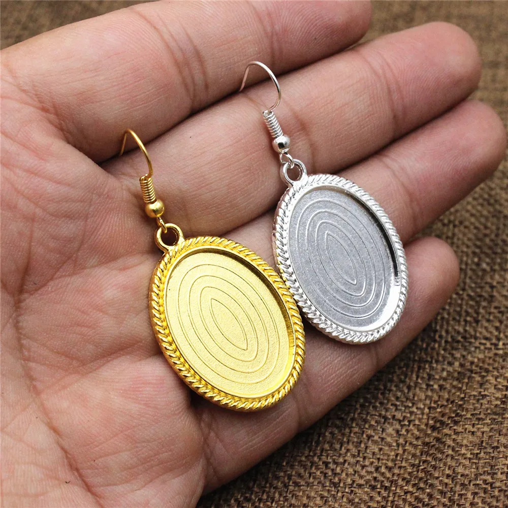 Fit 18*25mm Oval Cabochons Blank Setting Bezel Blank Base Cabochon Earring Base Tray For DIY Earring Gift 10pcs/lot K06155