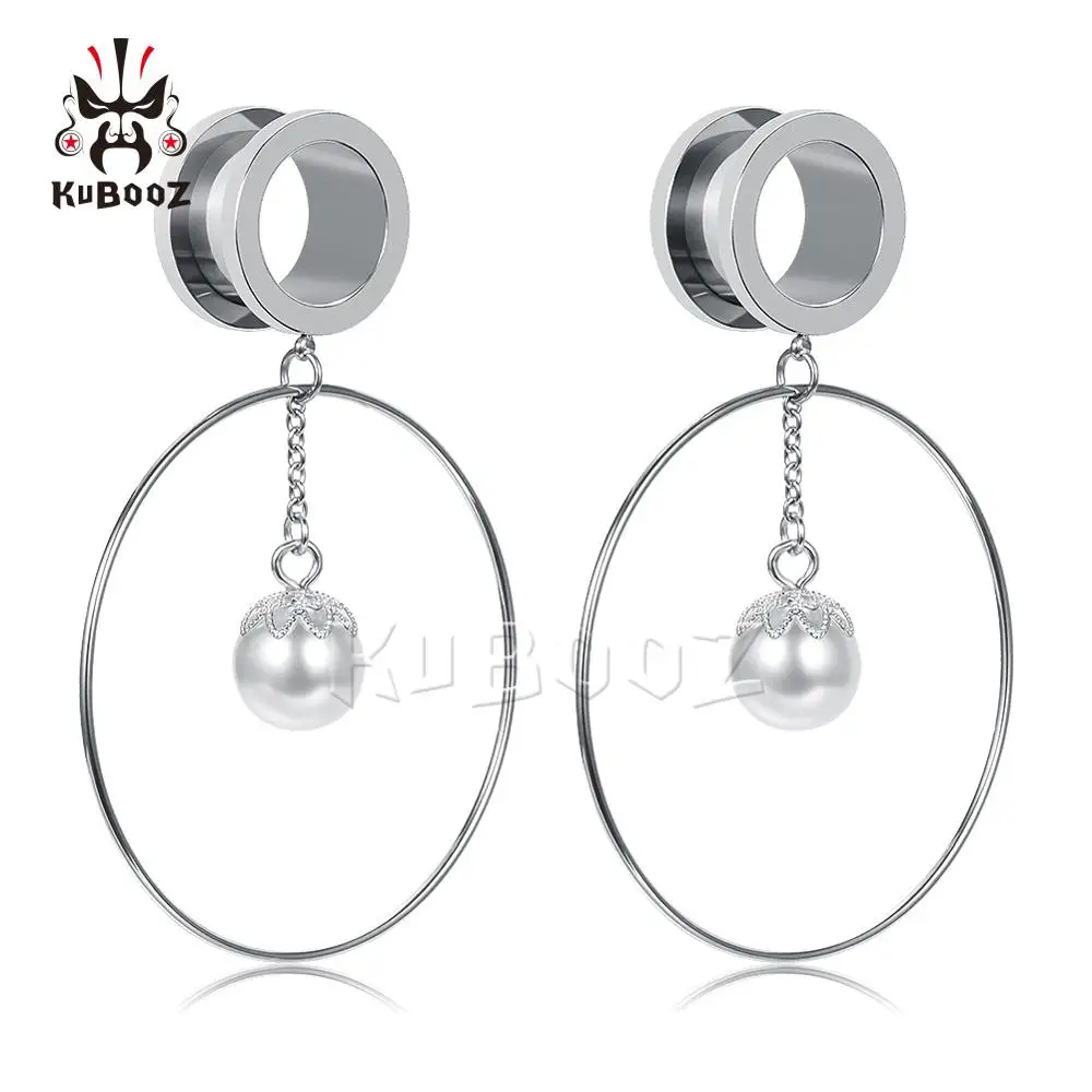 Wholesale Price Stainless Steel Pearl Hoop Earring Gauges Piercing Body Ear Plugs Tunnels Expanders Stretchers 40PCS