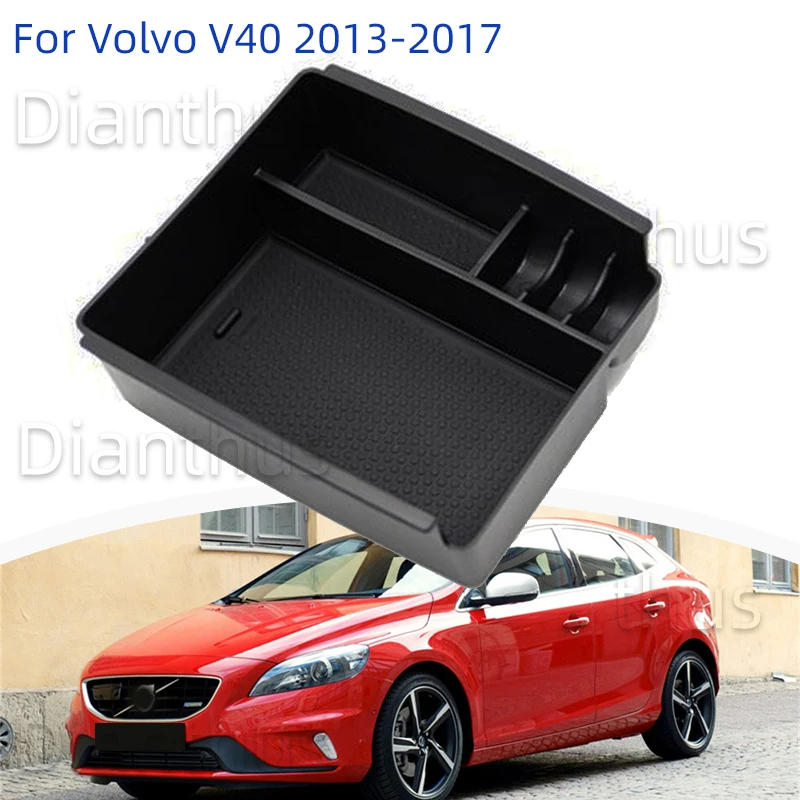 For Volvo V40 V40CC 2013-2017 Car Center Console Armrest Storage Box Organizer Tray Accessories 2016 2015 2014