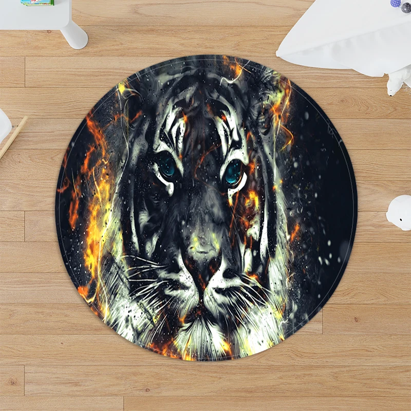 Color Tiger Bedroom Round Floor Mats Lion Ieopard Livingroom Rugs Large Decor Home Living Room Bedroom Bathroom Decorate Carpet