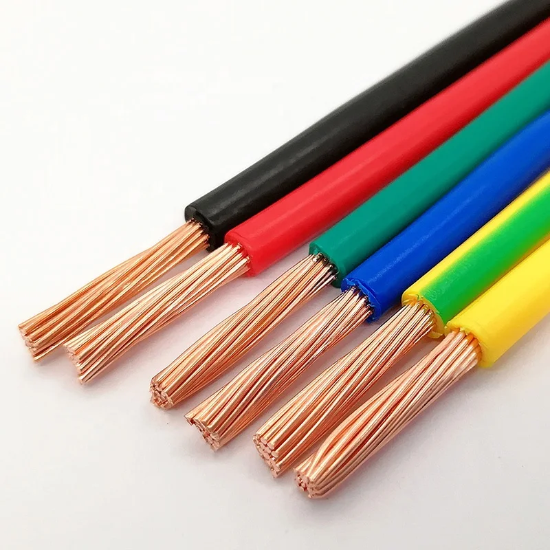 BVR 2 4 6 8awg 10 16 25 35mm² PVC Copper Solid Multi Core Wires Red Black Pure Electrical cables 220V Power Fireproof Soft Wire