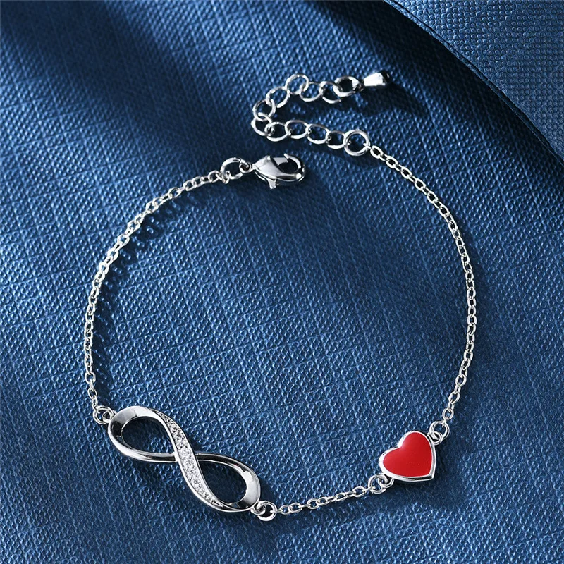 LByzHan Authentic Silver Infinity Adjustable Bracelet For Women Hot Fashion 8 Word Bracelet For Gift CMB81 image 3