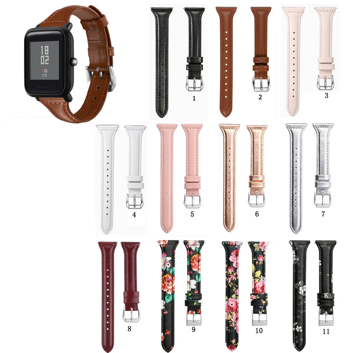 Slim Genuine Leather Watch Band Strap for Huami Amazfit Bip 1S Lite S U Wristband for Amazfit GTS 2 mini GTR 42mm Neo 20mm 22mm