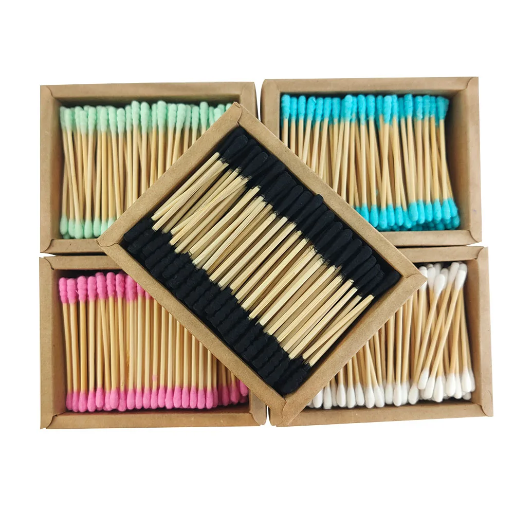 Makeup cotton swabs 200pcs 5 colors to distinguish the types of cotton swabs, easy to use clean cotton swabs