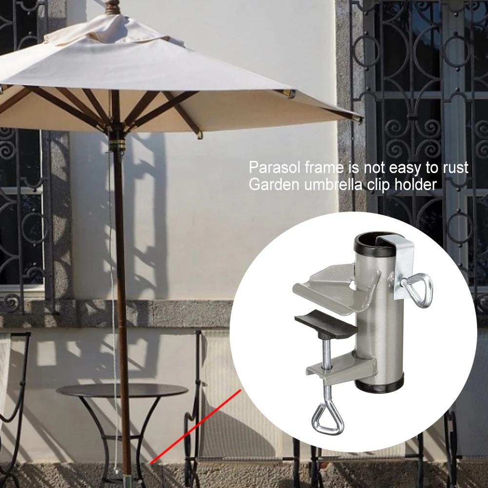 Portable Bracket Umbrella Stand Fixed Clip Garden Courtyard Balcony Beach Parasol Holder Is Not Easy To Rust Garden Supplies