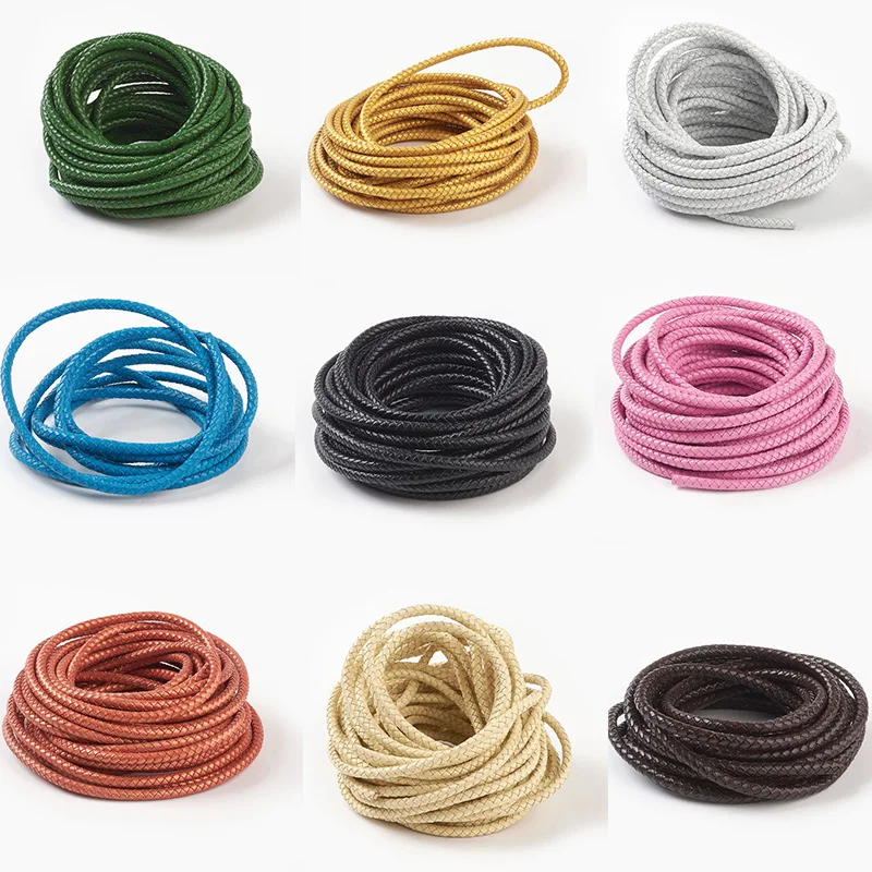 

10m/Bundle 6mm Braided Leather Cord Jewelry Cord Rope String Thread Dyed Round for Jewelry Making DIY Bracelet Findings