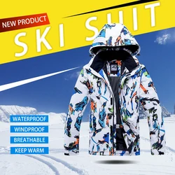 New Men Ski Jacket Winter Outdoor Windproof Waterproof Ski Suit Thick Warm Clothing Fashion Snowboard Printed Jacket