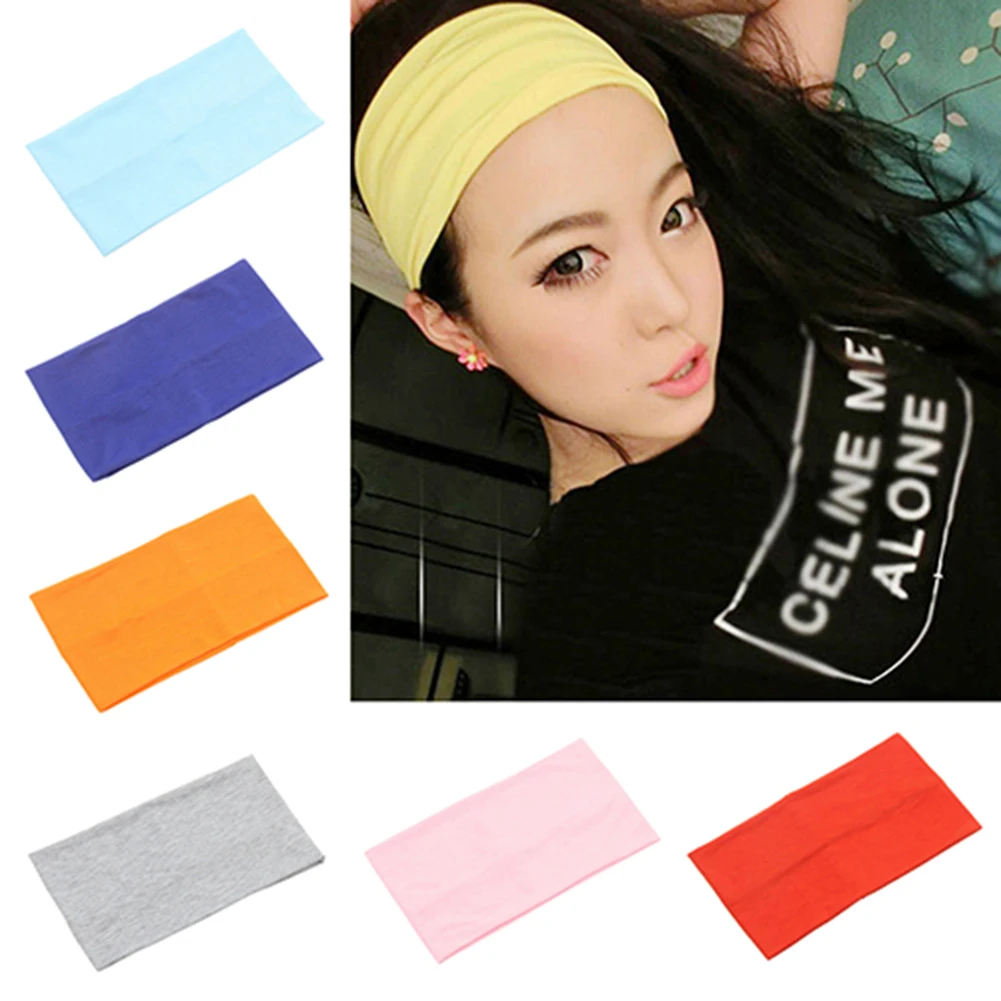 Women Candy Color Wide Yoga Headband Stretch Hairband Elastic Hair Bands Turban Fashion Girls Hairband Hair Accessories