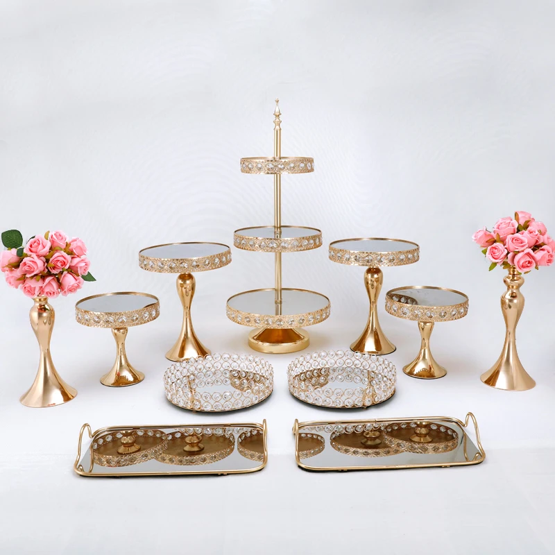 Crystal Cake Stands Set 3 tiers  Mirror Cupcake Stand Cake Dessert Holder with afternoon tea Wedding birthday party