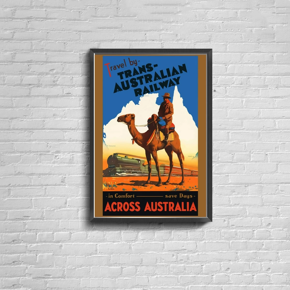 Across Australia Railway Vintage Travel poster travel Canvas Print Home Wall Painting Decoration (No Frame)