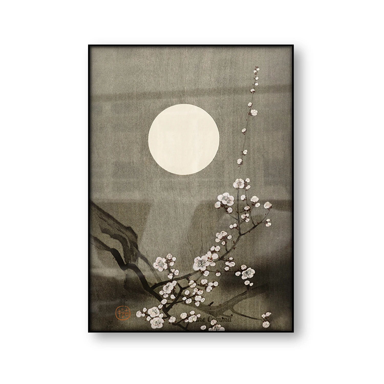 Blooming Plum Bossom at Full Moon Ohara Koson Japanese Art Poster Flower Canvas Print Woodblock Wall Art Painting Home Decor