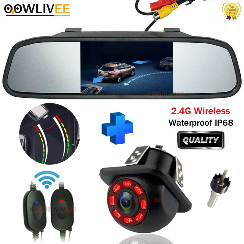 OOWLIVEE Intellgent System Dynamic Trajectory Moving Line Camera 8 IR Rear view Monitor Back up Camera Wide Angle Cameras AV/RCA