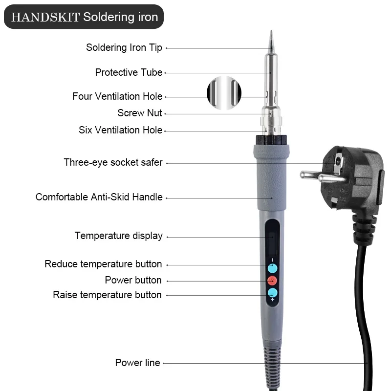 Temperature adjustable LCD electric soldering iron set digital display electric soldering iron welding gun 60W combination tool