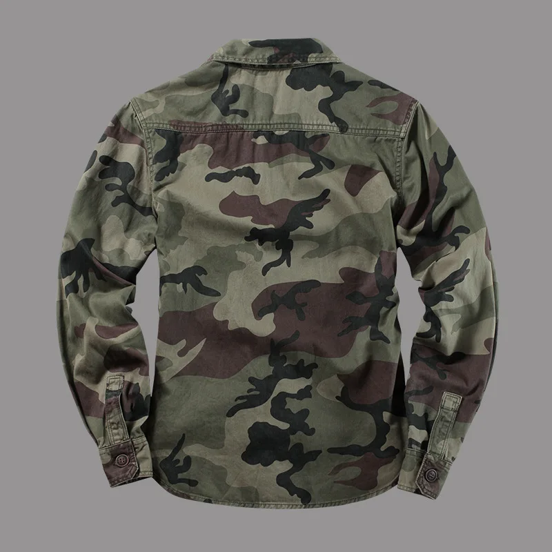 Men Outdoor Camouflage Military Uniform Shirt Breathable Wear-Resistant Cotton Cargo Shirt Climbing Traning Hunting Army Tops