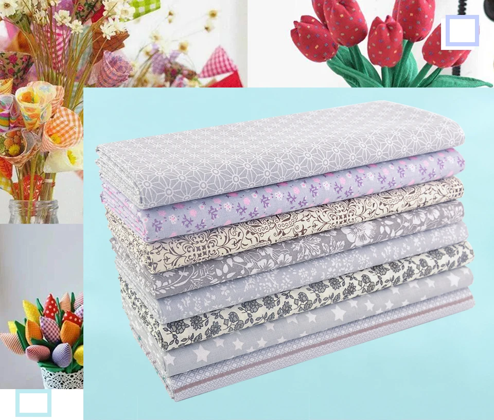 Teramila Vintage Floral 100 % Baumwolle bedruckter Stoff dünner Stoff für Puppen, Bastelmaterialien, Patchwork-Nadelarbeiten, Meterware – Detail 3