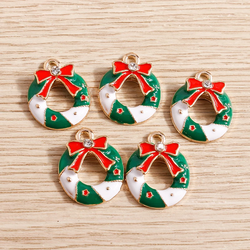 10 Stück Emaille Charms Weihnachten Charms für Schmuckherstellung Tier Hirsch Weihnachtsmann Baum Glocke Charms Anhänger für DIY Halsketten Geschenk – Detail 25