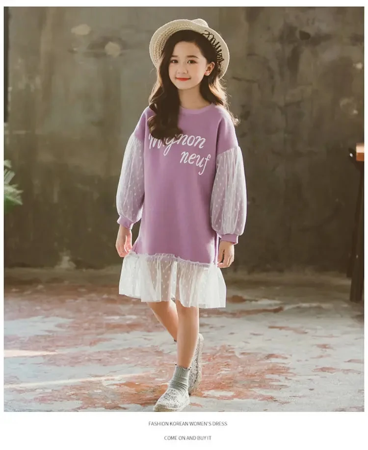 Teenager dress clothes girls dress cotton children long sleeve dress 8 9 11 12 13 long sleeve dress for girls