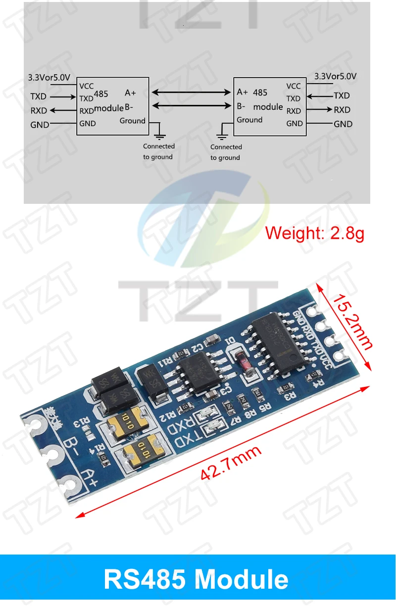 TZT TTL Turn To RS485 Module Hardware Automatisches Flow Control Modul Serielles UART Level Gegenseitige Konvertierung Stromversorgungsmodul – Detail 4