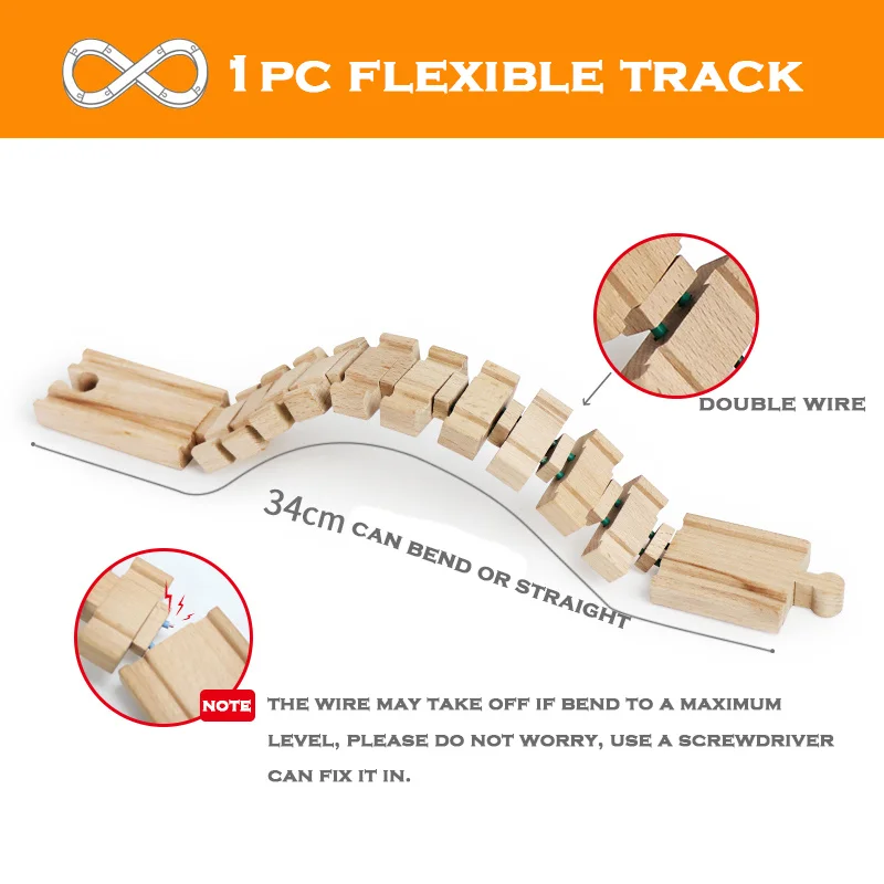 All Kinds Wooden Railway Tracks Set Beech Wooden Train Track Accessories Crossroad Bridge Educational Toys for Kids Gifts