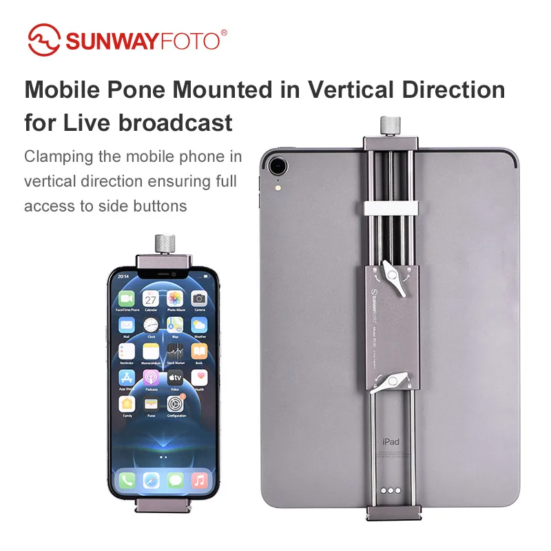 SUNWAYFOTO PC-03 Tablet Laptop Mount Smart Phone Bracket Tripod Bracket Accessories for Ipad Pro Holder Arca Swiss Stand Univers