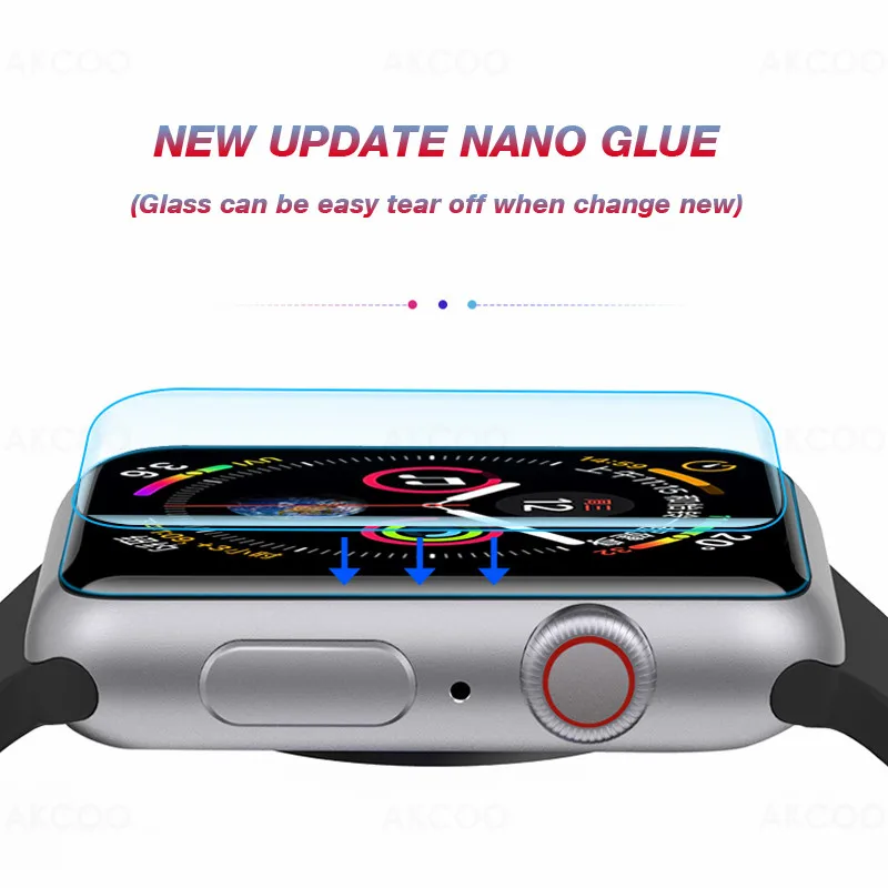 UV Liquid Glue Tempered Glass For Apple Watch Series 8 9 7 41 45 42 38 40 44 MM Screen Protector iWatch 4 5 6 SE 45MM 44MM Glass