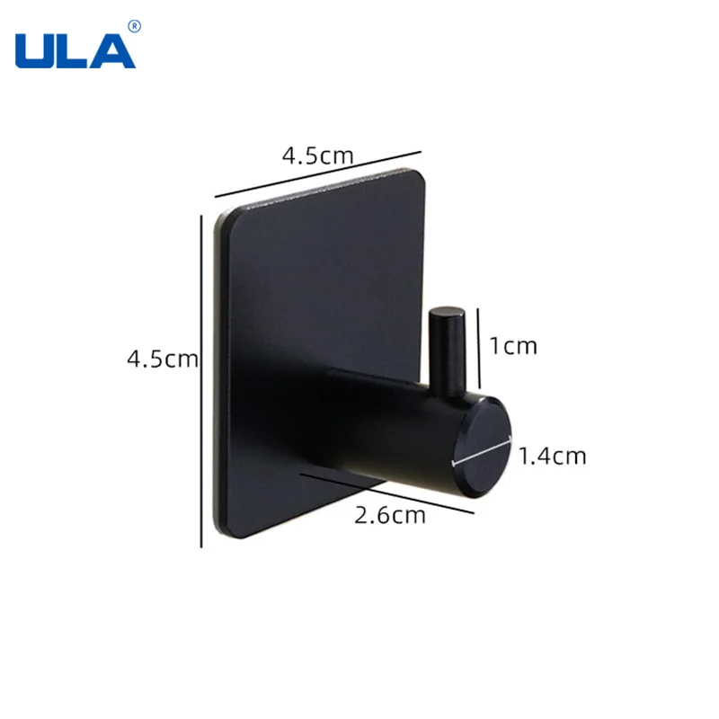 ULA Golden Wall Hooks Adhesive Home Kitchen Wall Door Hook Key Rack Kitchen Towel Hanger Aluminum Hanger Towel Robe Rack