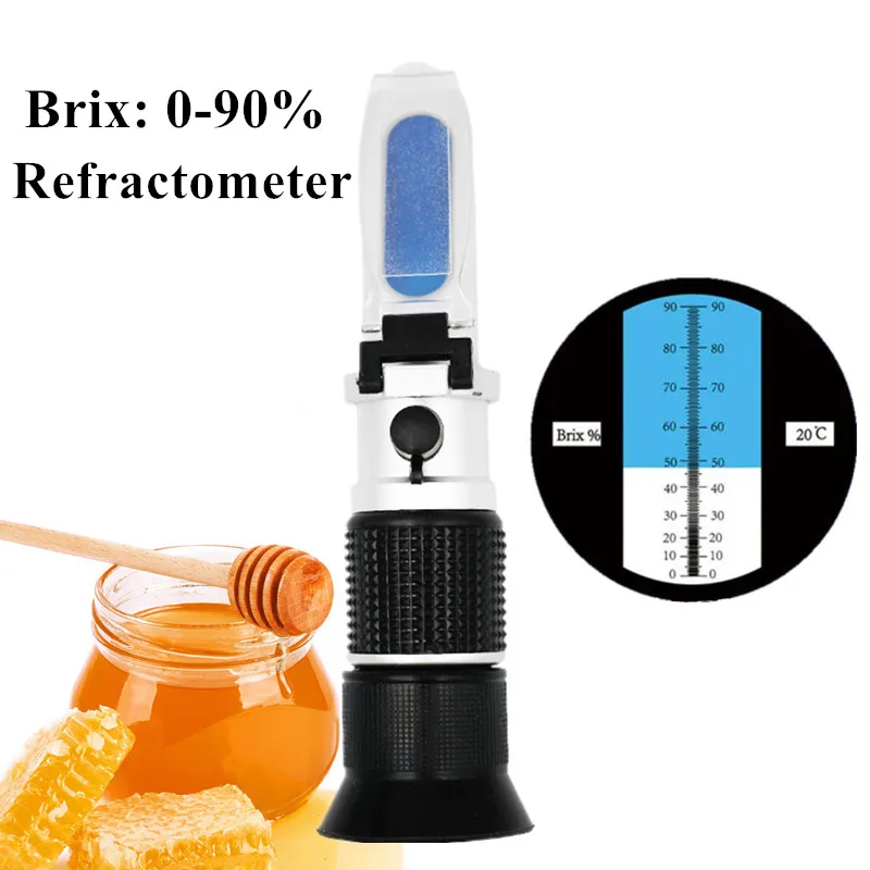 10pcs/lot Handheld Wide-range 0-90% Brix Refractometer Honey Sugar Content Measurement Tool use of Sugar Food Fruit Beverages