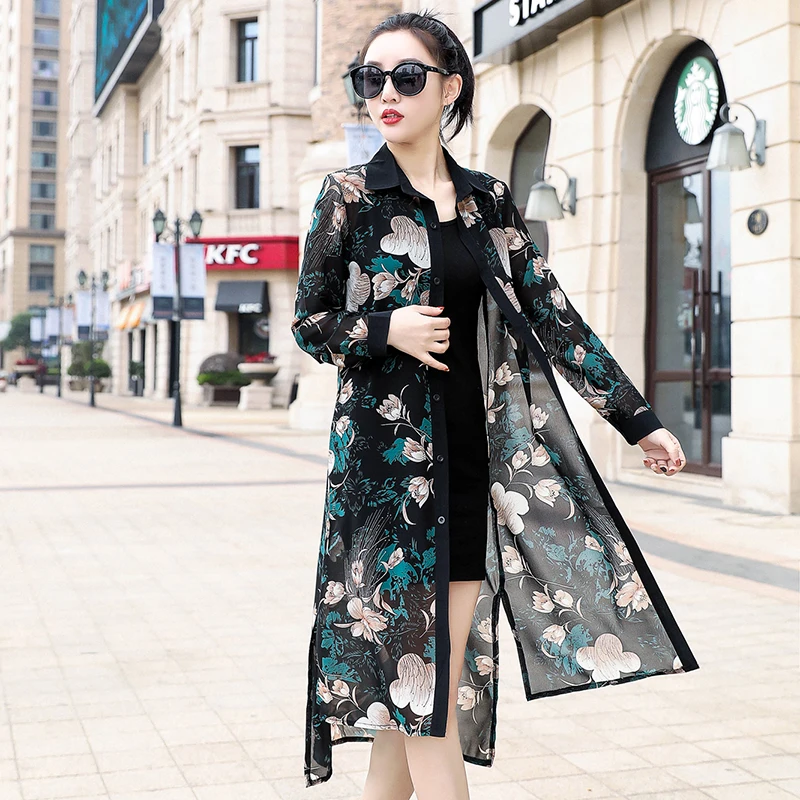 Floral Kimono Cardigan Long Sleeve Women Shirts Summer Holiday Beach Long Shirt Top Plus Size