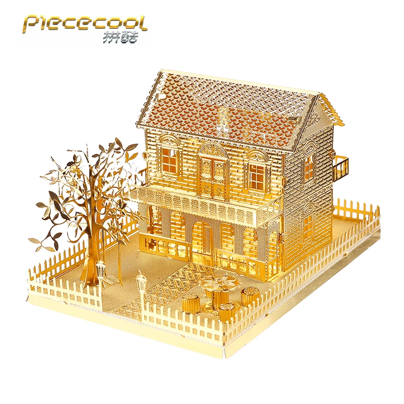 Peça legal mini villa modelo kits 3d metal puzzle modelos diy corte a laser montar jigsaw brinquedo presente para crianças