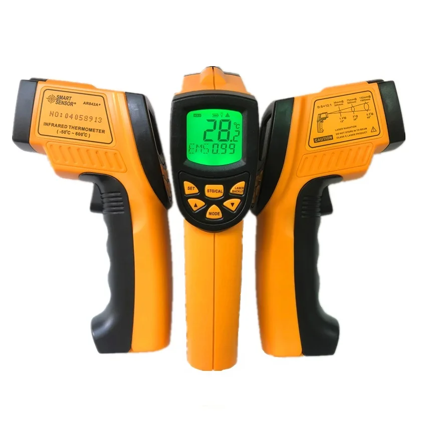 

AR842A+ IR Digital Infrared Thermometer electronic -50~600C(-58-1112F) Point handheld temperature measuring Gun instruments