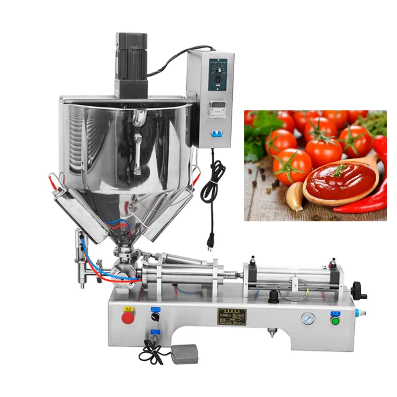 semiautomatic heating and stirring paste filling machine commercial stainless steel single-head quantitative filling machine