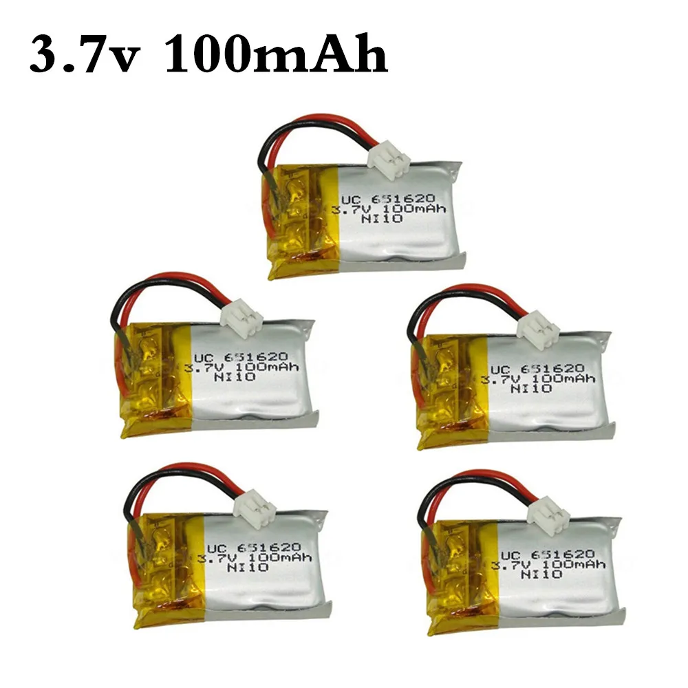 5pcs 100mah / 120mah 3.7v 20c Battery For Hubsan Q4 Wltoys V272 Fq777-124 RC Helicopter Parts 3.7V 100mah 651620 Li-po Battery