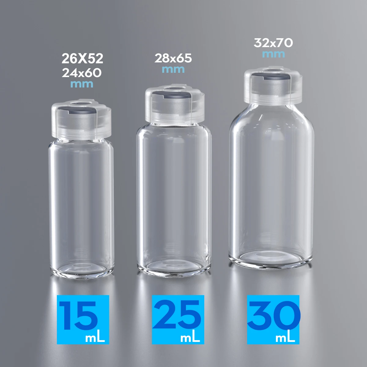 50pcs penicillin bottle glass bottle 3ml, 5ml, 7ml,10ml, 15ml, 20ml,25ml,30ml,50ml,100ml  jars