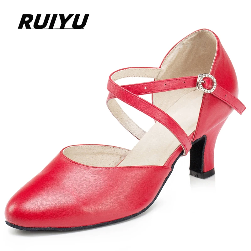 New Latin Dance Shoes Salsa Tango Shoes Party Wedding High Heel Women's Shoes Red Black Girls Cowhide Comfortable Sneakers